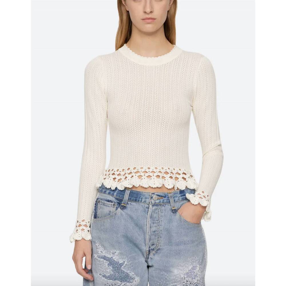 NEW SEA abbie knit long sleeve top in cream